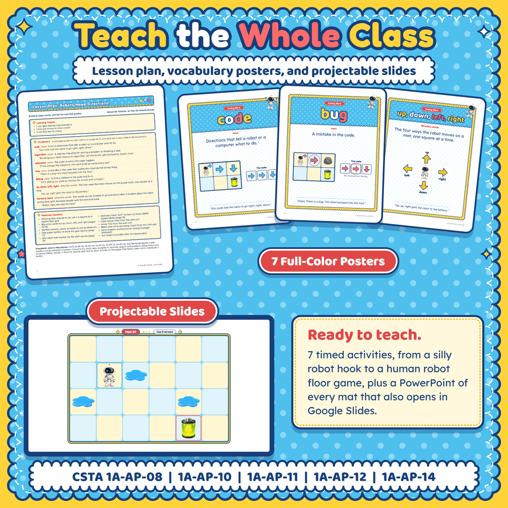 Teach the whole class: the lesson plan, vocabulary posters, and projectable slides.