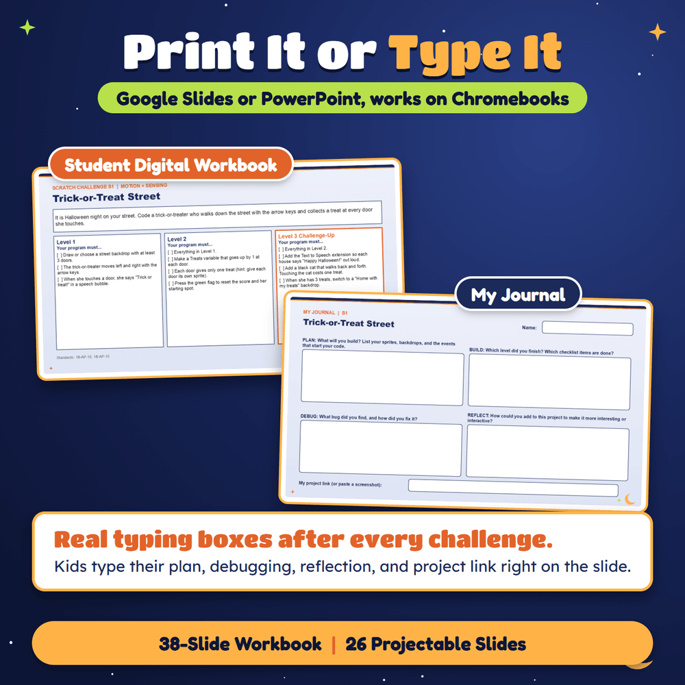 Print it or type it: the Student Digital Workbook with a My Journal slide.
